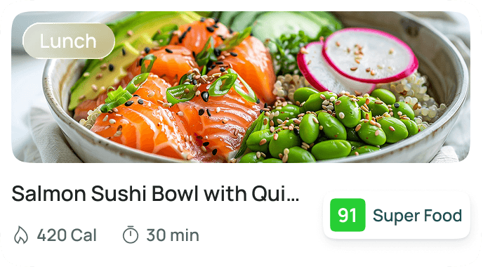 Salmon Sushi Bowl with Quinoa & Herbed Yogurt Sauce